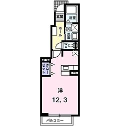 ジョーンティーヴィラ 1階ワンルームの間取り