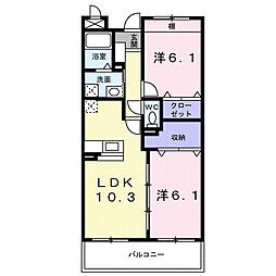 名鉄三河線 刈谷市駅 徒歩11分の賃貸マンション 3階2LDKの間取り