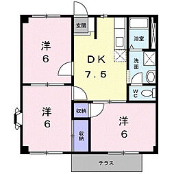 近鉄名古屋線 白子駅 徒歩16分の賃貸アパート 1階3DKの間取り