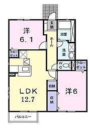 グランパレス　III 1階2LDKの間取り