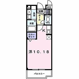 エアリーイースト ワンルームの間取図画像