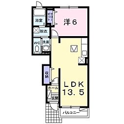 サン・イースト　Ａ 1階1LDKの間取り