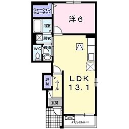 パティオ　I 1階1LDKの間取り