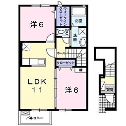アミーチ　V 2階2LDKの間取り