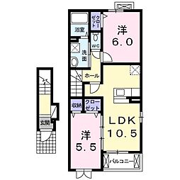 コスモヒルズ 2LDKの間取図画像