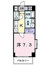 JR中央線 東小金井駅 徒歩2分の賃貸マンション 2階1Kの間取り