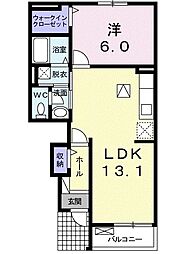 ルーチェラルゴII 1階1LDKの間取り