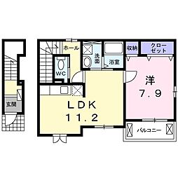 東武東上線 志木駅 バス15分 宗岡蓮田下車 徒歩2分の賃貸アパート 2階1LDKの間取り