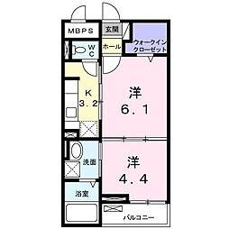 東京メトロ有楽町線 氷川台駅 徒歩5分の賃貸マンション 2階1LDKの間取り