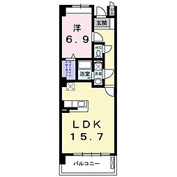 名鉄河和線 青山駅 徒歩7分の賃貸マンション 2階1LDKの間取り