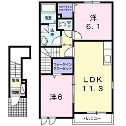 ベル・クローチェ　サウス 2階2LDKの間取り