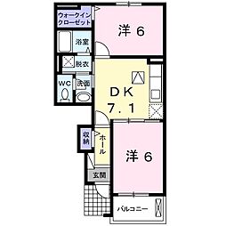 サンリット　ヴィラ 1階2DKの間取り