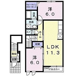 カーサ府中2 2LDKの間取図画像
