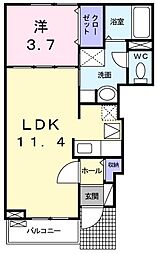 グレイス 1階1LDKの間取り