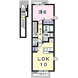 グランデ楓A 1LDKの間取図画像