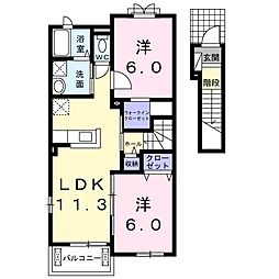 ベル・コリーヌ 2階2LDKの間取り