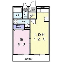 京都市営烏丸線 北山駅 徒歩6分の賃貸アパート 2階1LDKの間取り