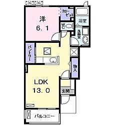 近鉄名古屋線 近鉄弥富駅 徒歩22分の賃貸アパート 1階1LDKの間取り