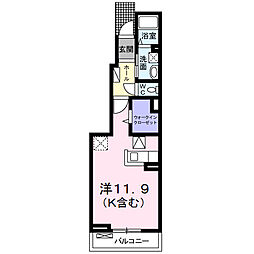 JR常磐線 友部駅 徒歩11分の賃貸アパート 1階ワンルームの間取り