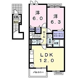 アジュール 2LDKの間取図画像