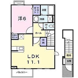 コンフォリア 2階1LDKの間取り