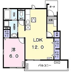 パルミエーレ 1LDKの間取図画像