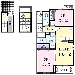 グッド・アイランド下妻 3階2LDKの間取り