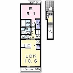 ブランドールＡ 2階1LDKの間取り