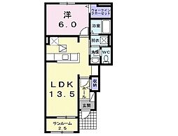 アイレジデンス　I番館 1階1LDKの間取り