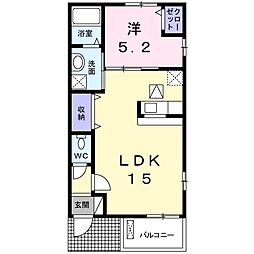カトル・セゾン 1階1LDKの間取り