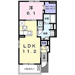 サンクリット・ガーデンC 1LDKの間取図画像