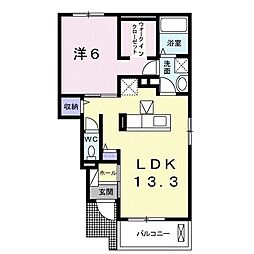 ワンオフティー 1LDKの間取図画像