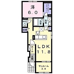 阪急京都本線 洛西口駅 徒歩5分の賃貸アパート 1階1LDKの間取り