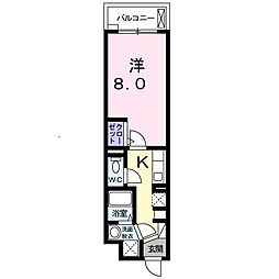 都営三田線 新板橋駅 徒歩3分の賃貸マンション 4階1Kの間取り