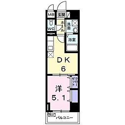 Osaka Metro谷町線 南森町駅 徒歩4分の賃貸マンション 5階1DKの間取り