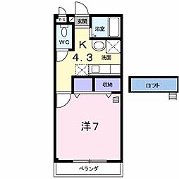 アゼリア　ＨＡＧＡ　Ａ 1階1Kの間取り
