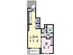 プラシードII 1階1LDKの間取り