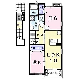 ラマージュ 2階2LDKの間取り