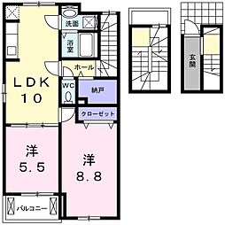 山桜 3階2LDKの間取り