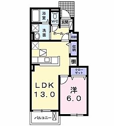 ラスペランツァ 1階1LDKの間取り