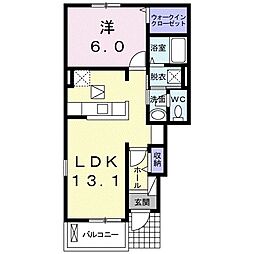 JR飯田線 長山駅 徒歩16分の賃貸アパート 1階1LDKの間取り