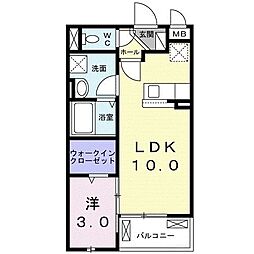 JR片町線(学研都市線) JR三山木駅 徒歩6分の賃貸アパート 3階1LDKの間取り