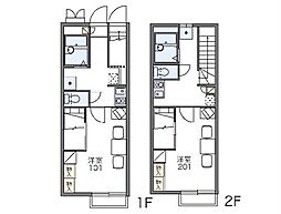 レオパレスシンフォニー 2階1Kの間取り