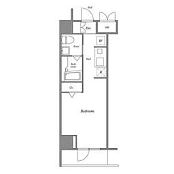 都営大江戸線 西新宿五丁目駅 徒歩3分の賃貸マンション 5階ワンルームの間取り
