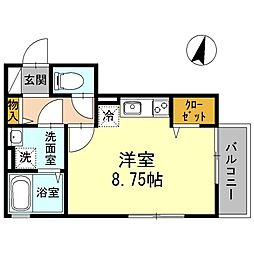 京王線 聖蹟桜ヶ丘駅 徒歩6分の賃貸アパート 2階ワンルームの間取り