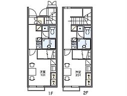 レオパレスグリーンフラットＥ 2階1Kの間取り