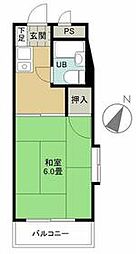 東急目黒線 不動前駅 徒歩4分の賃貸マンション 4階1Kの間取り
