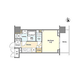 京王線 初台駅 徒歩7分の賃貸マンション 2階1Kの間取り