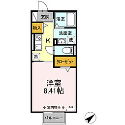 D-roomYH 2階1Kの間取り