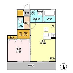 LeHuitE 1LDKの間取図画像